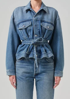 Leela Belted Denim Peplum Jacket