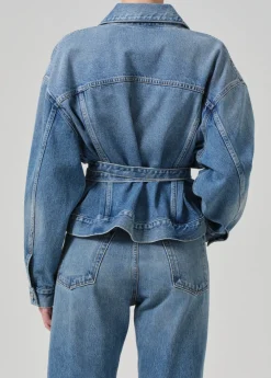 Leela Belted Denim Peplum Jacket